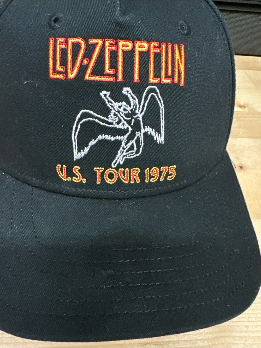 Source Unknown Led Zeppelin Black Cap with Red, Yellow and White Embroidery